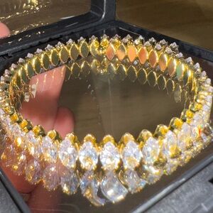 Gold Cubic Zirconia Bracelet - Elegant Women's Jewelry